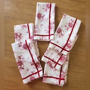 Poinsettia 19x19 Cloth Dinner Napkins Holiday Napkins Set of 6